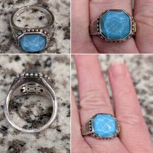 Ring: Lagos Turquoise Stone with Quartz Overtop